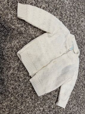 Vintage Cream Button-Up Knit Cardigan Sweater